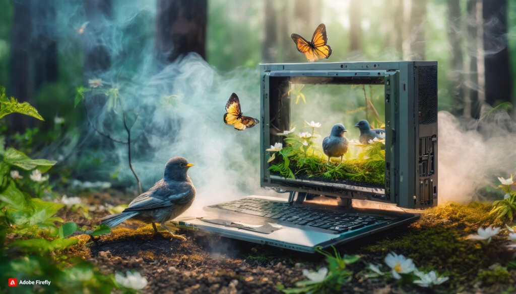 Computer verwachsen in der Natur